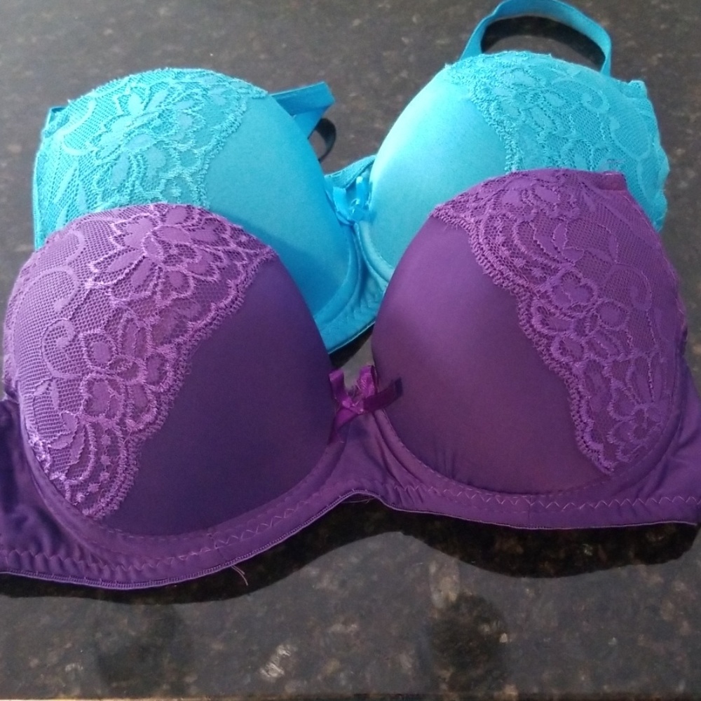 Purple and Blue Adjustable Strap Bra